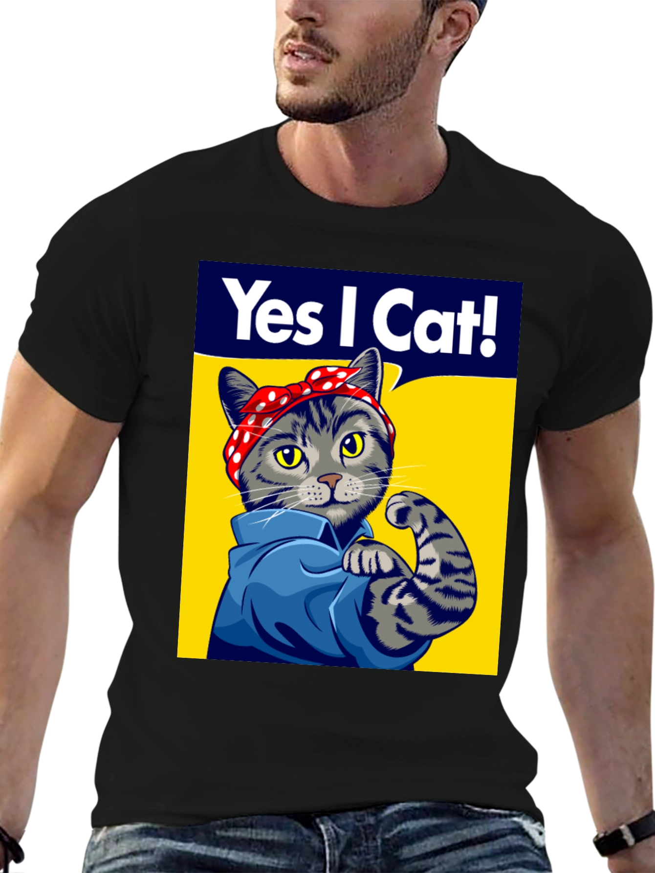 Rosie the Riveter Cat T-Shirt