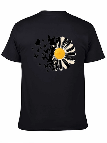Daisy & Butterfly Mens Graphic Tee - Black