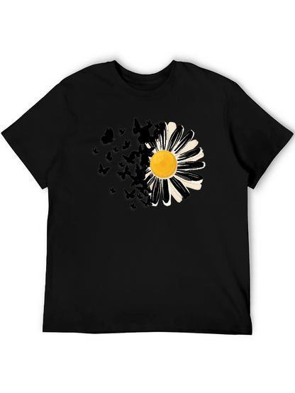 Daisy & Butterfly Mens Graphic Tee - Black