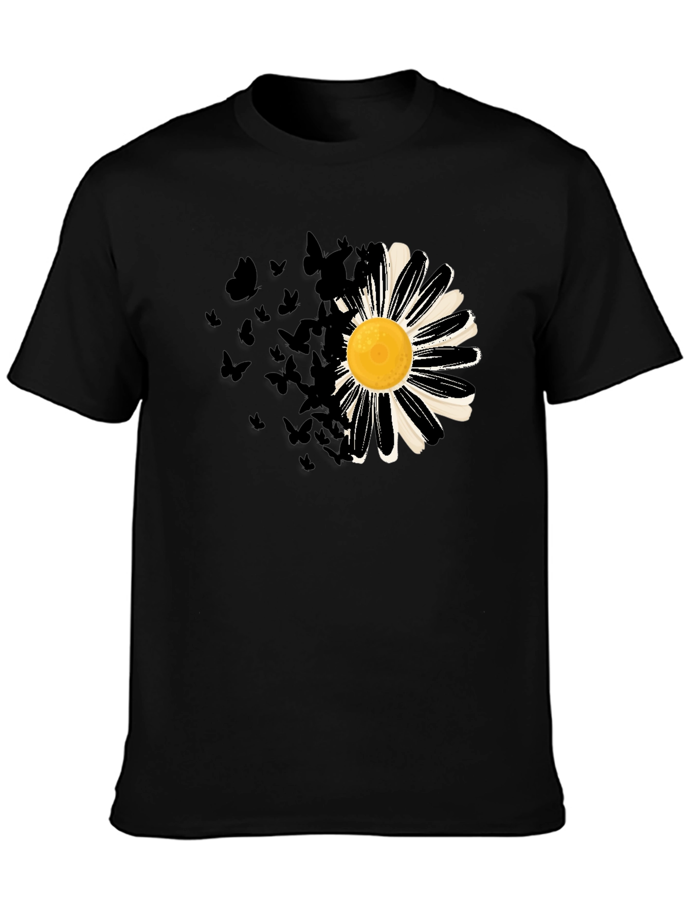 Daisy & Butterfly Mens Graphic Tee - Black