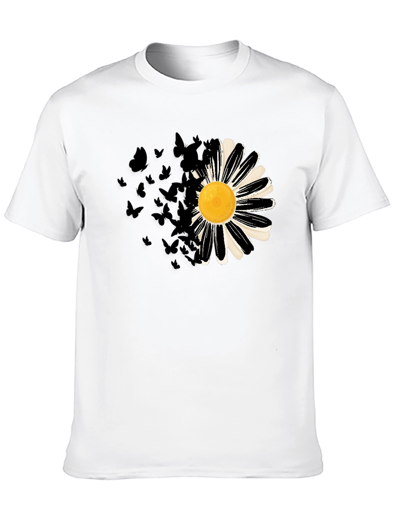 Daisy & Butterfly Mens Graphic Tee - Black