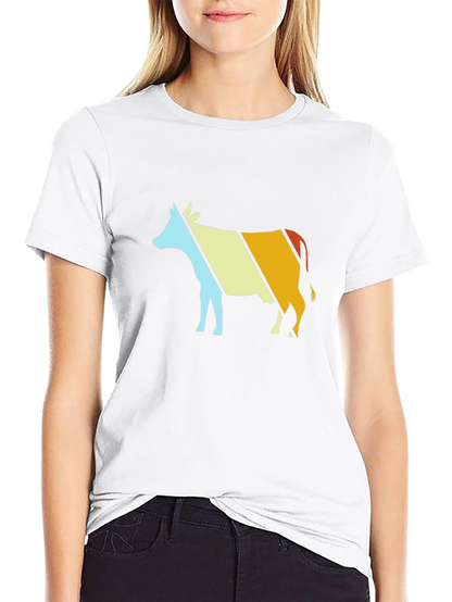 Retro Cow Graphic T-Shirt