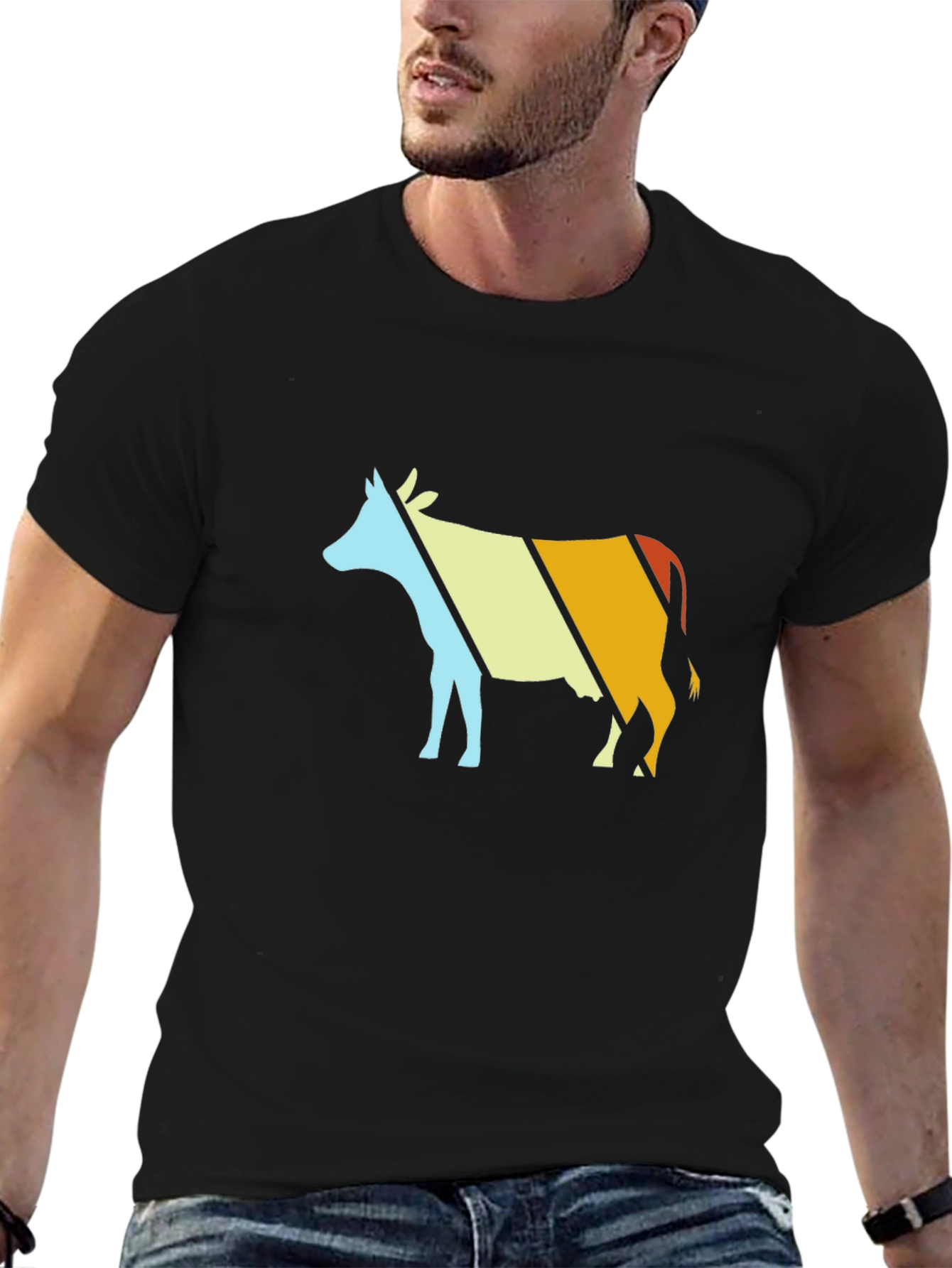 Retro Cow Graphic T-Shirt