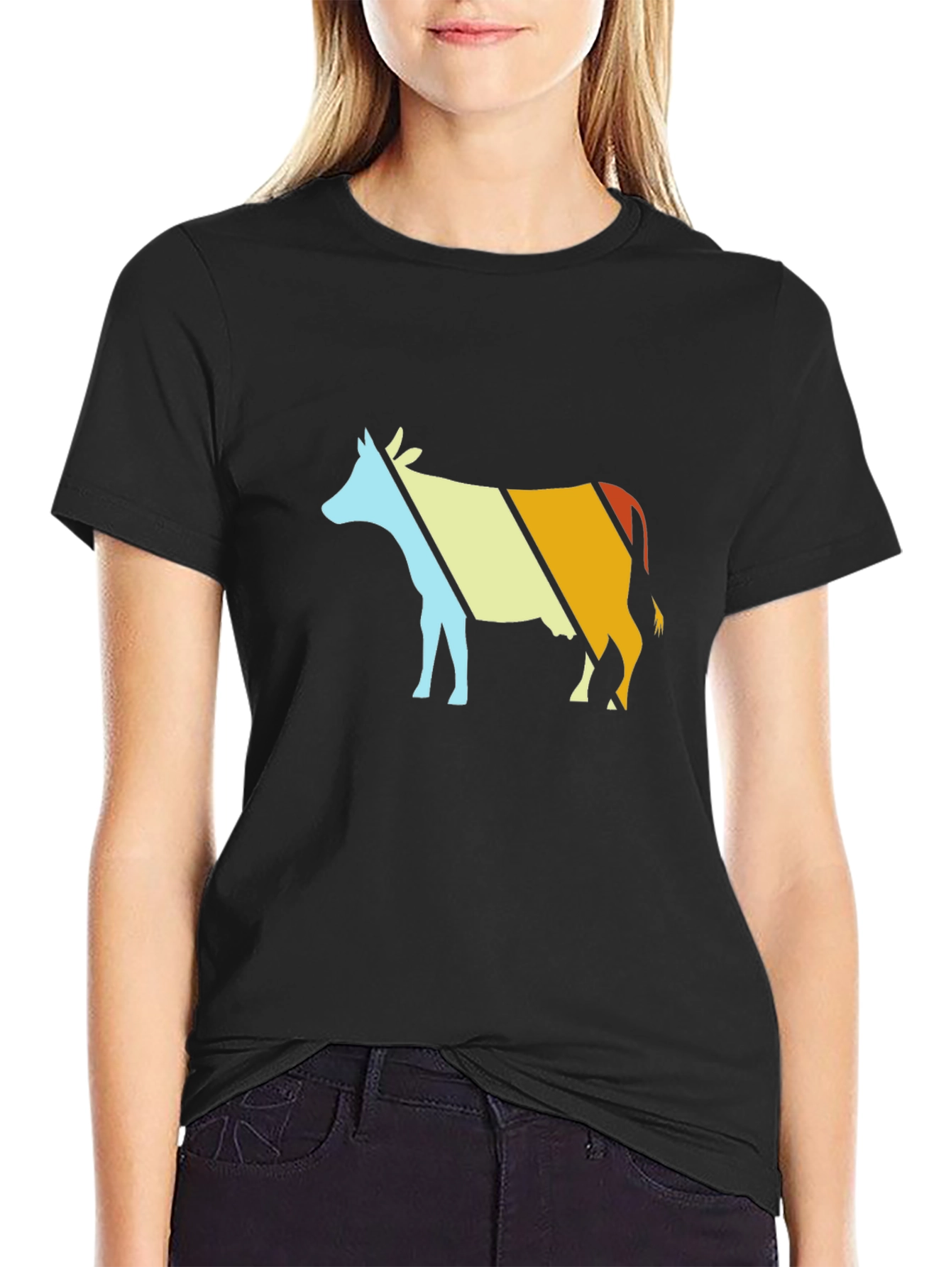 Retro Cow Graphic T-Shirt