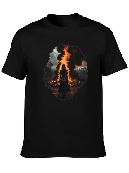 Mystic Fire Black T-Shirt - Dark Fantasy Tee
