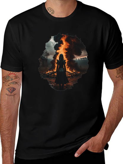Mystic Fire Black T-Shirt - Dark Fantasy Tee