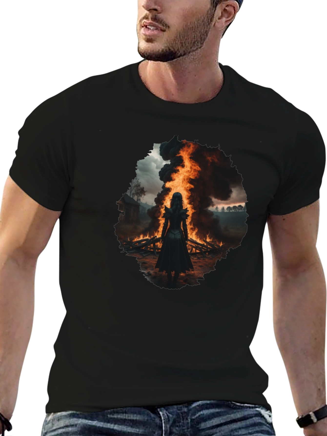 Mystic Fire Black T-Shirt - Dark Fantasy Tee