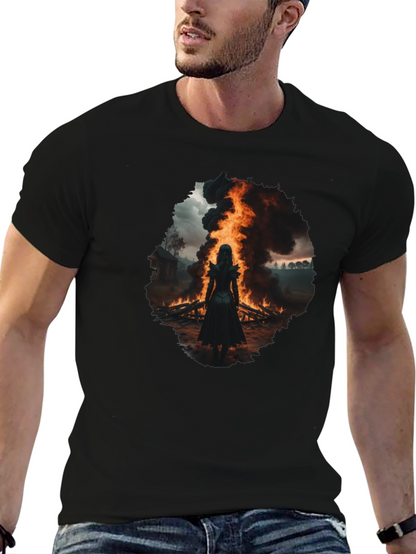 Mystic Fire Black T-Shirt - Dark Fantasy Tee