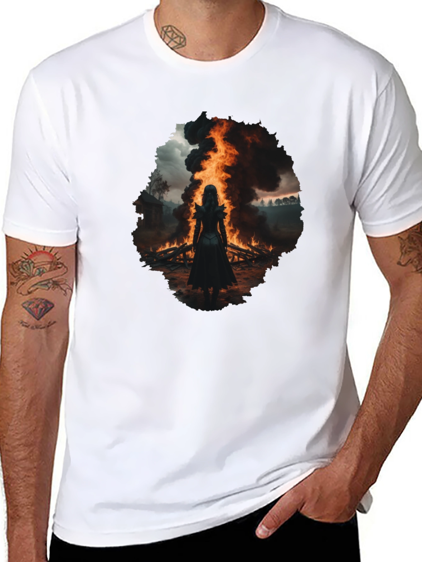 Mystic Fire Black T-Shirt - Dark Fantasy Tee