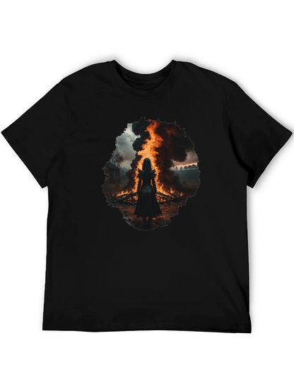 Mystic Fire Black T-Shirt - Dark Fantasy Tee
