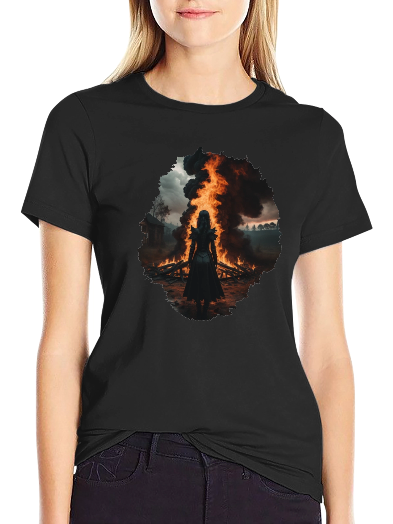 Mystic Fire Black T-Shirt - Dark Fantasy Tee