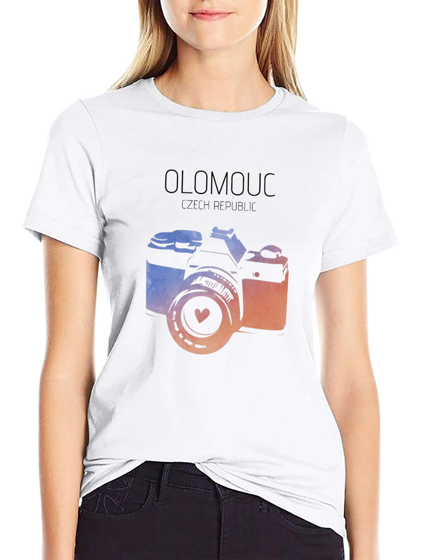 Olomouc Czech Republic Camera Graphic Tee - Black