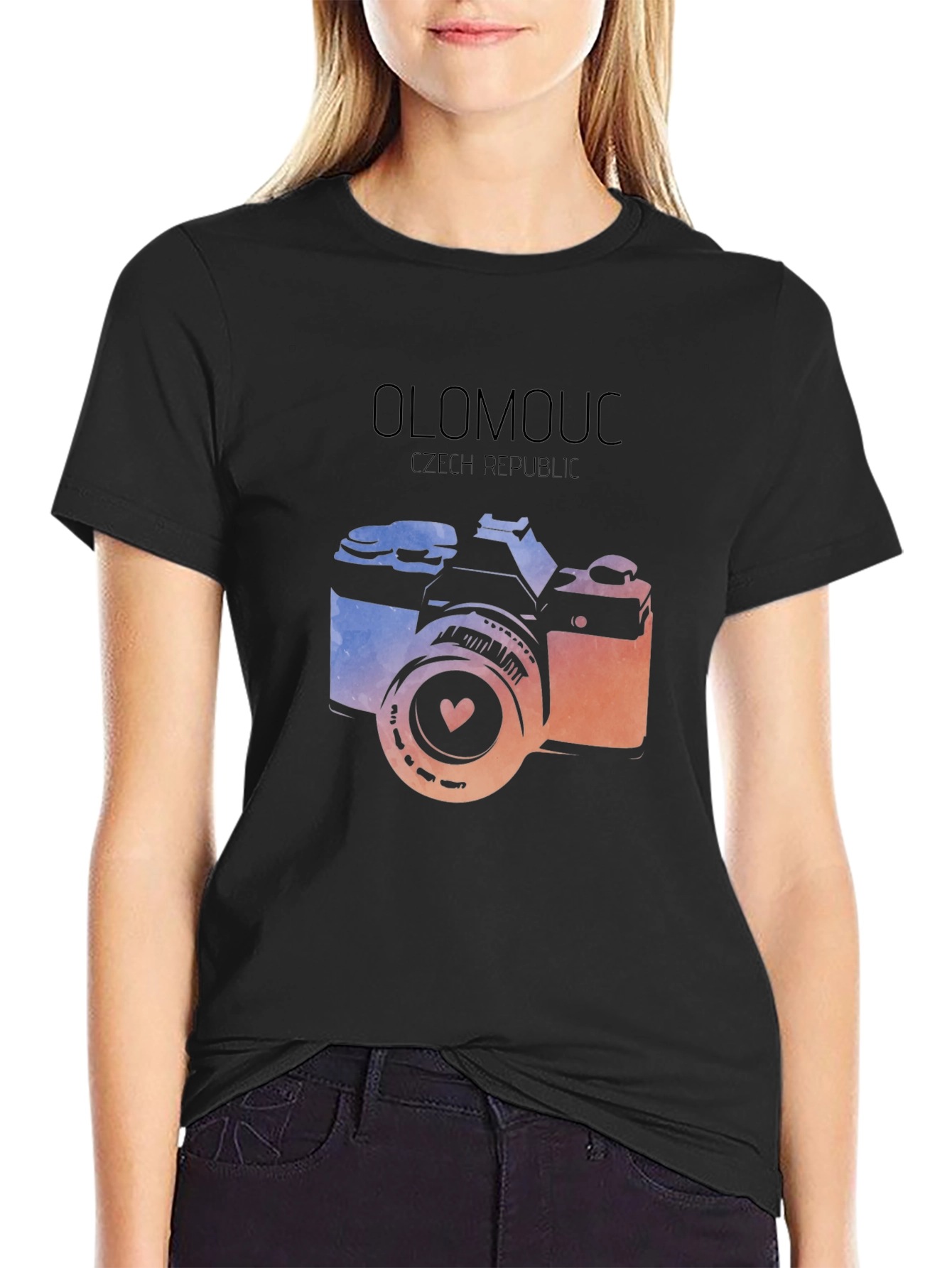 Olomouc Czech Republic Camera Graphic Tee - Black