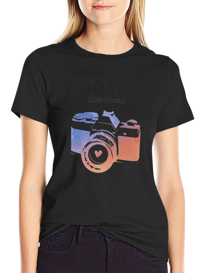Olomouc Czech Republic Camera Graphic Tee - Black