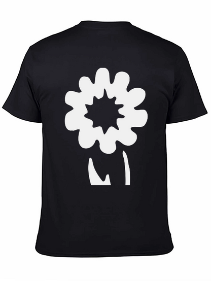 Unique Flower Graphic Black T-Shirt