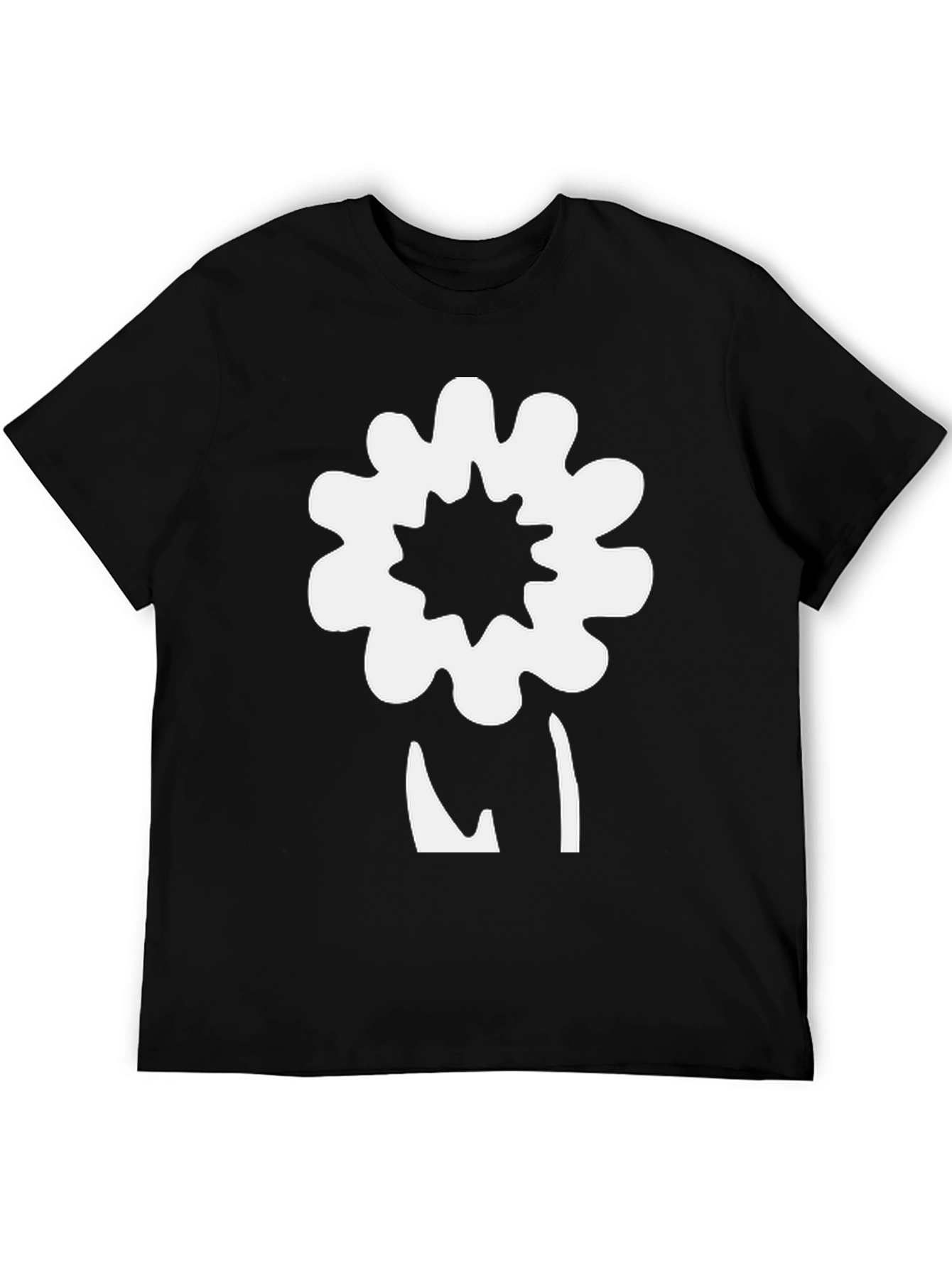 Unique Flower Graphic Black T-Shirt