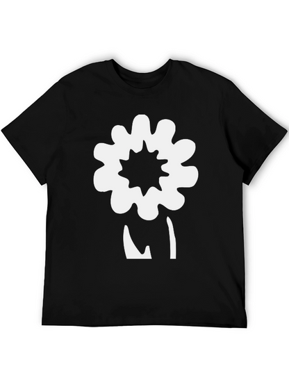 Unique Flower Graphic Black T-Shirt