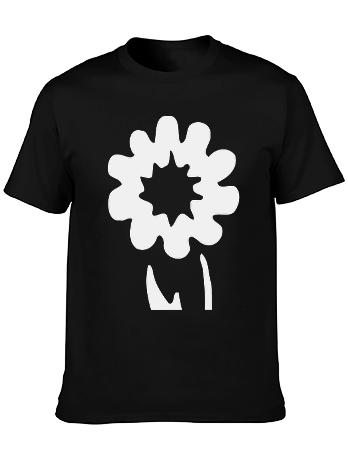 Unique Flower Graphic Black T-Shirt