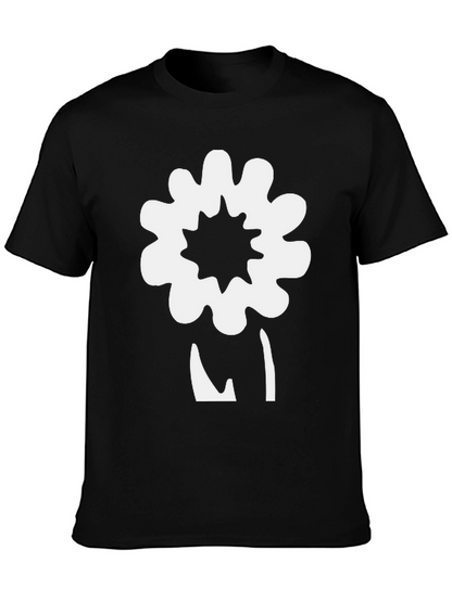 Unique Flower Graphic Black T-Shirt