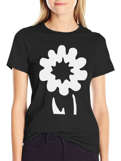 Unique Flower Graphic Black T-Shirt