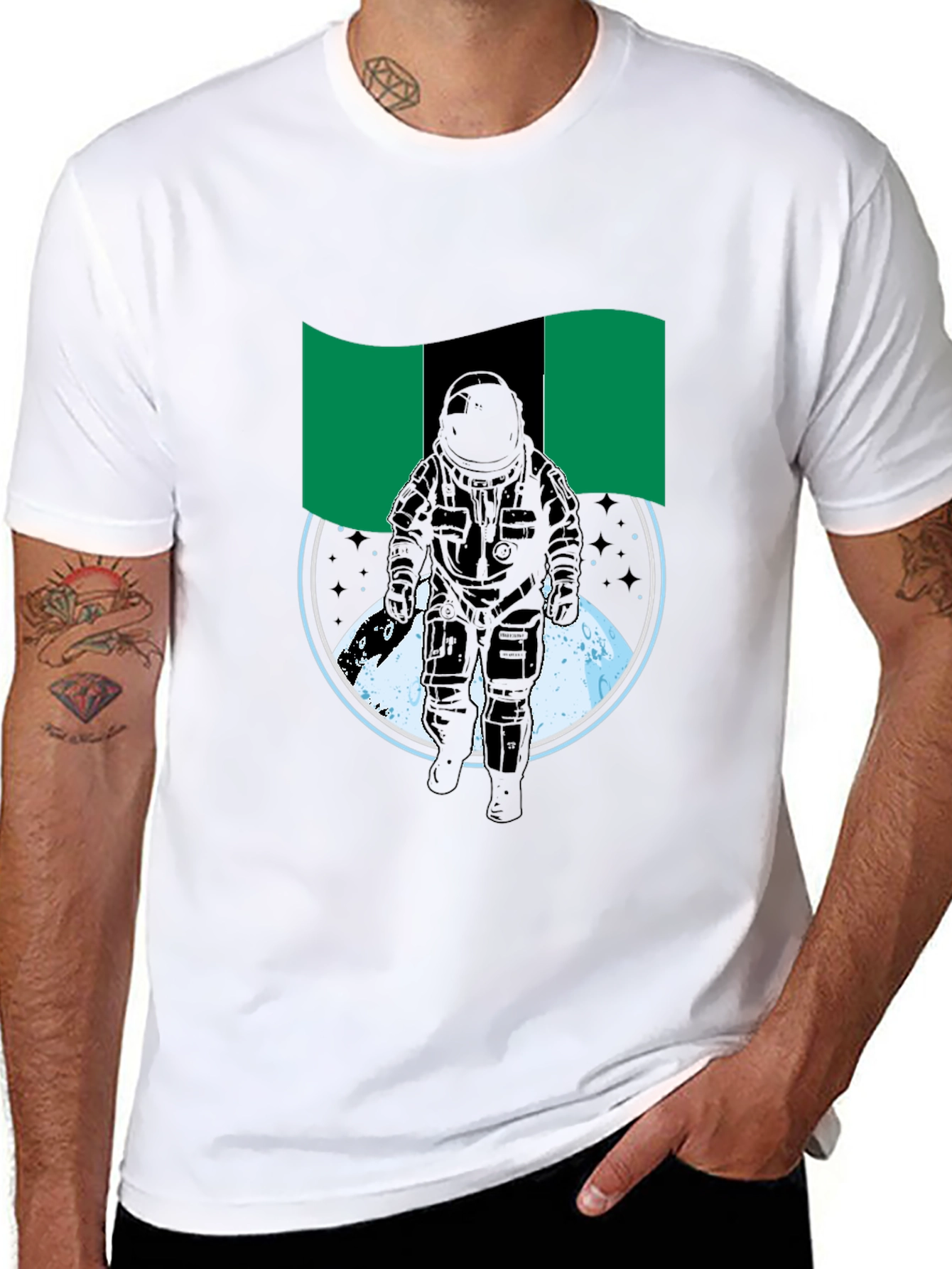 Astronaut Nigeria Flag Graphic Tee