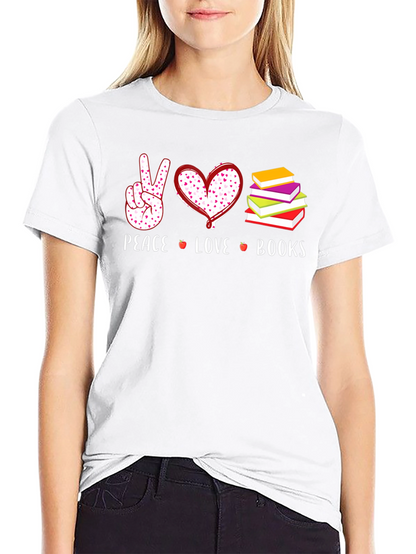 Peace Love Books Graphic T-Shirt