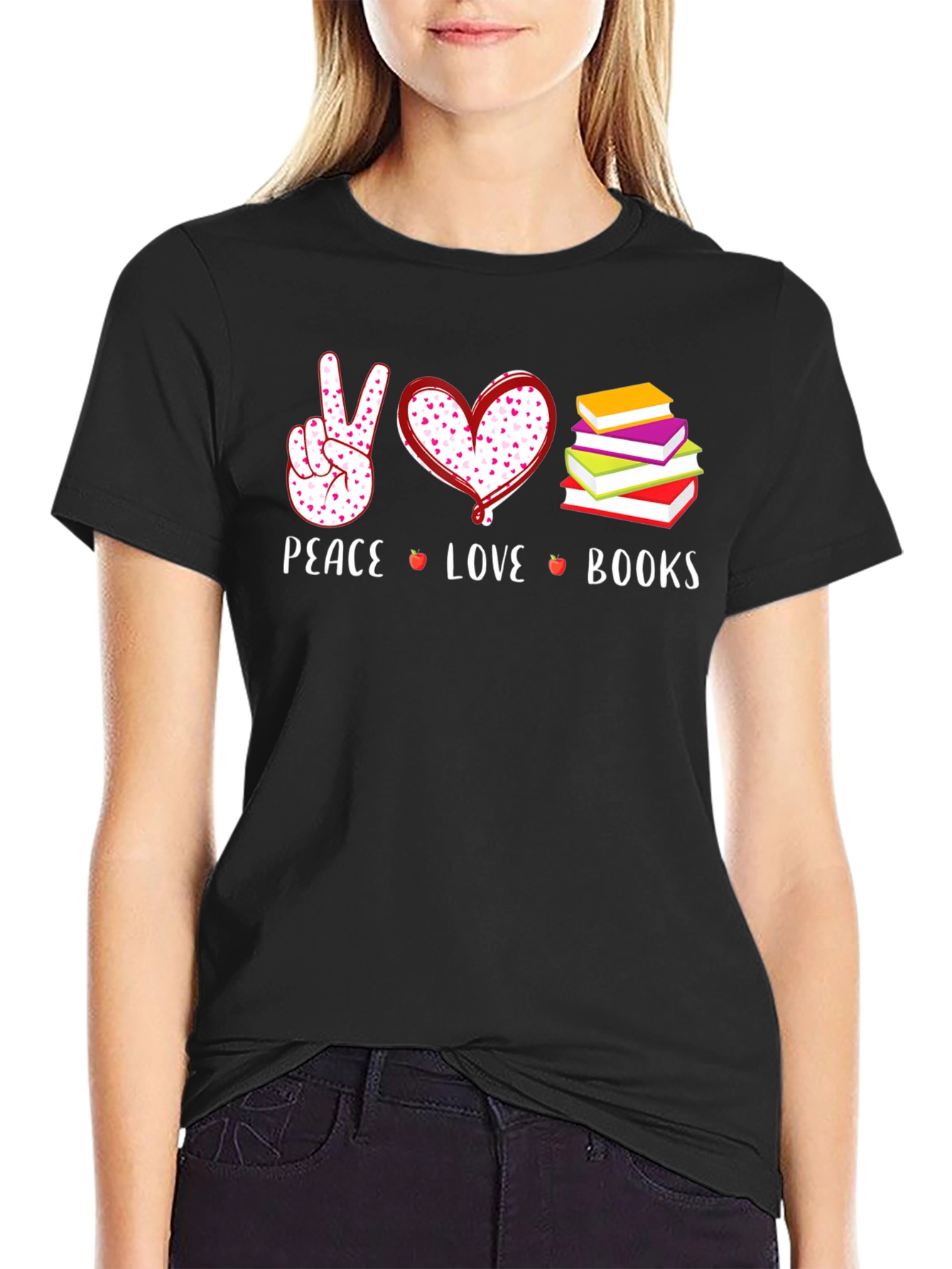 Peace Love Books Graphic T-Shirt
