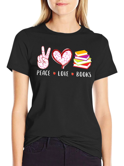 Peace Love Books Graphic T-Shirt