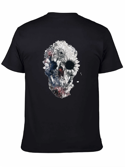 Floral Skull Graphic Black T-Shirt
