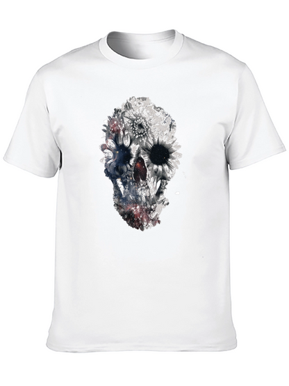 Floral Skull Graphic Black T-Shirt