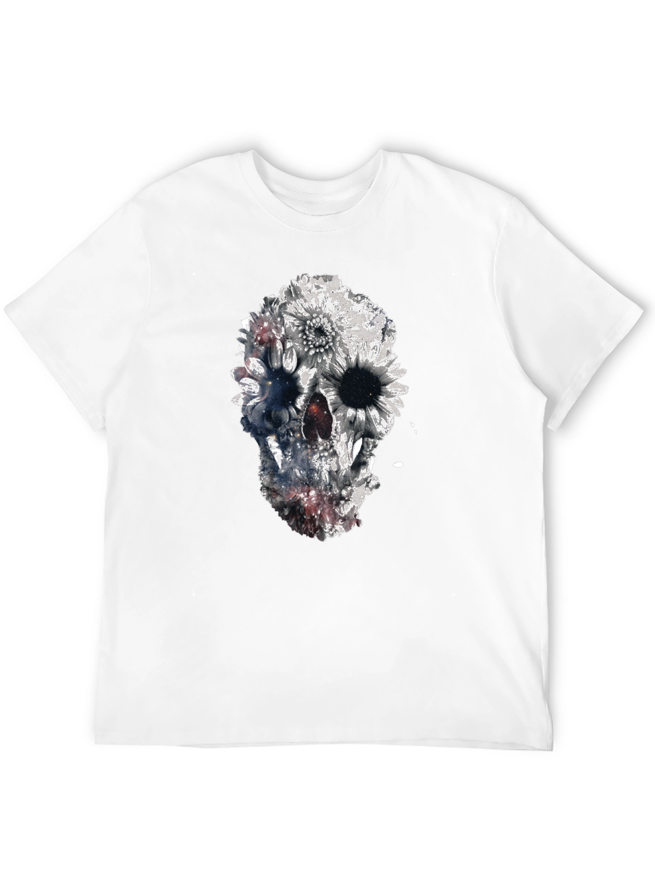 Floral Skull Graphic Black T-Shirt