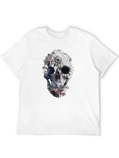 Floral Skull Graphic Black T-Shirt