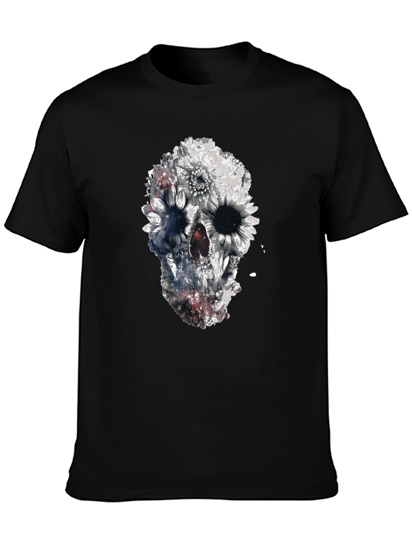 Floral Skull Graphic Black T-Shirt
