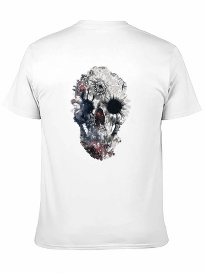 Floral Skull Graphic Black T-Shirt