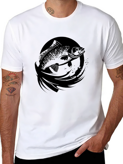 Mens Black Fish Graphic T-Shirt