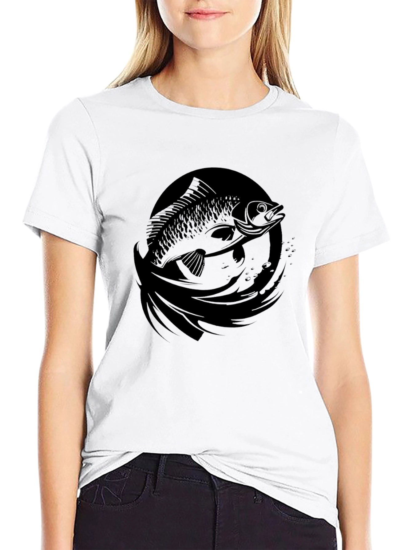 Mens Black Fish Graphic T-Shirt
