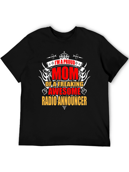 Proud Mom Radio Announcer Graphic Tee - Black