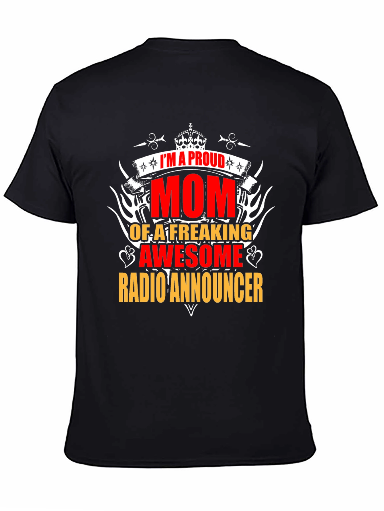 Proud Mom Radio Announcer Graphic Tee - Black
