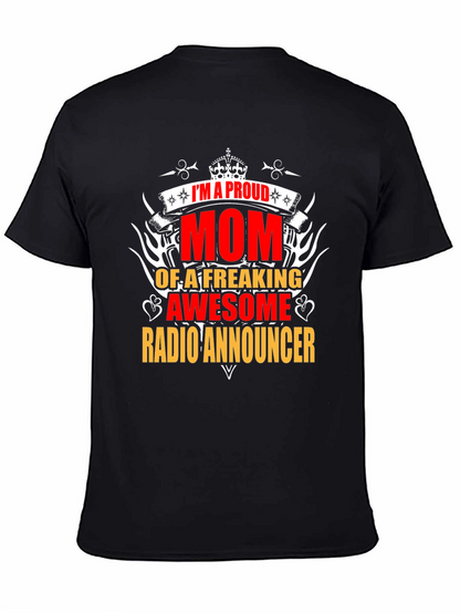 Proud Mom Radio Announcer Graphic Tee - Black
