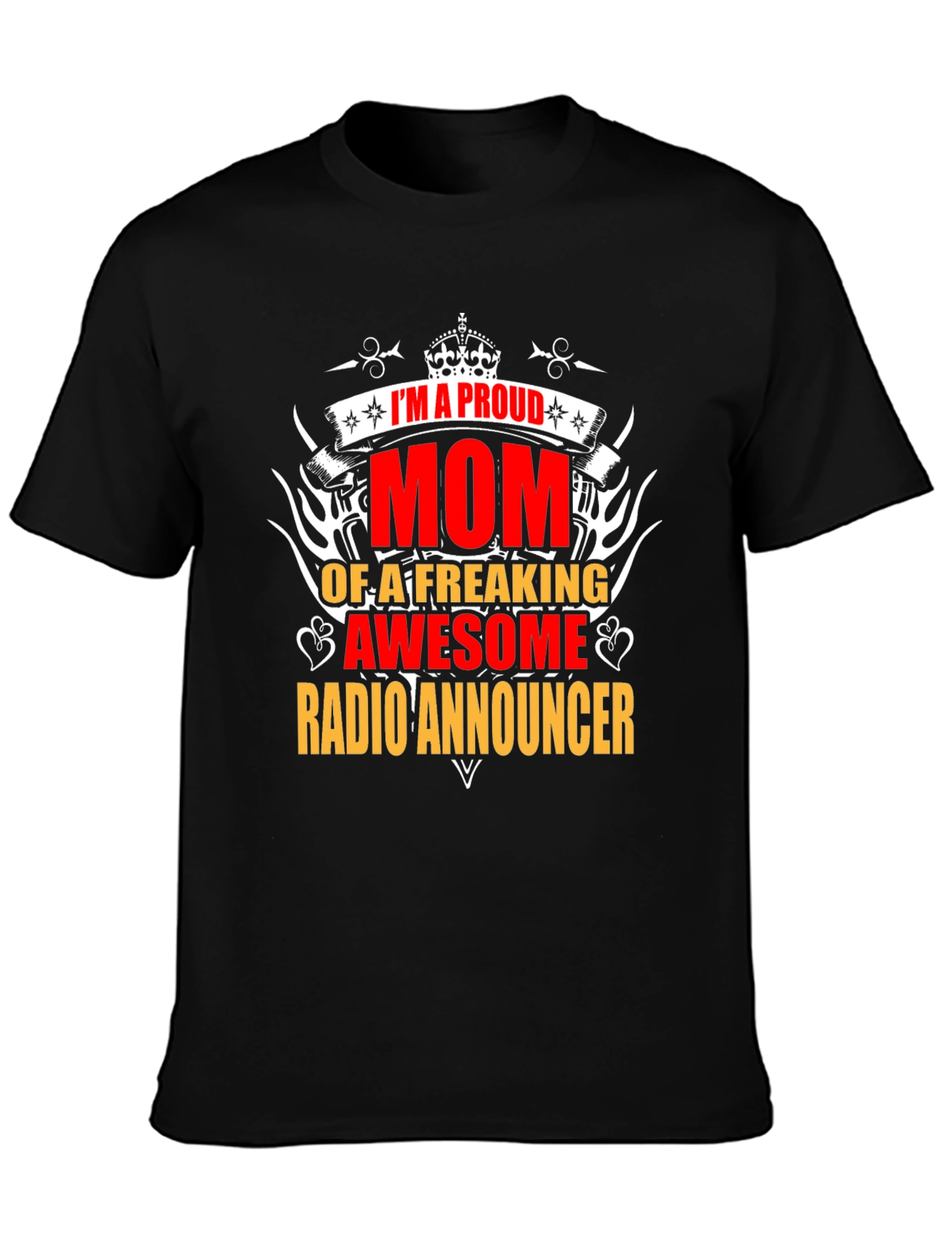 Proud Mom Radio Announcer Graphic Tee - Black