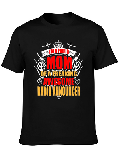 Proud Mom Radio Announcer Graphic Tee - Black