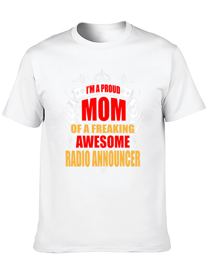 Proud Mom Radio Announcer Graphic Tee - Black