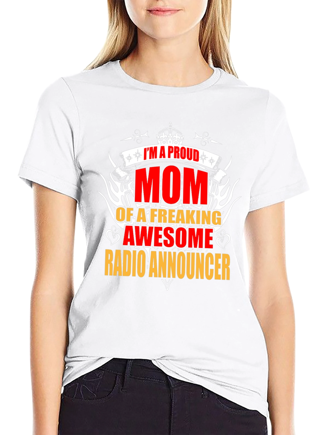 Proud Mom Radio Announcer Graphic Tee - Black
