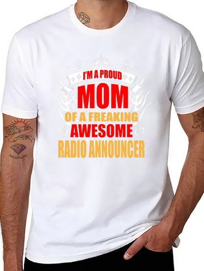 Proud Mom Radio Announcer Graphic Tee - Black
