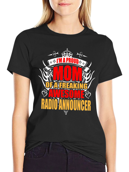Proud Mom Radio Announcer Graphic Tee - Black