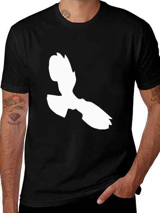 Abstract White Figure Graphic Black T-Shirt