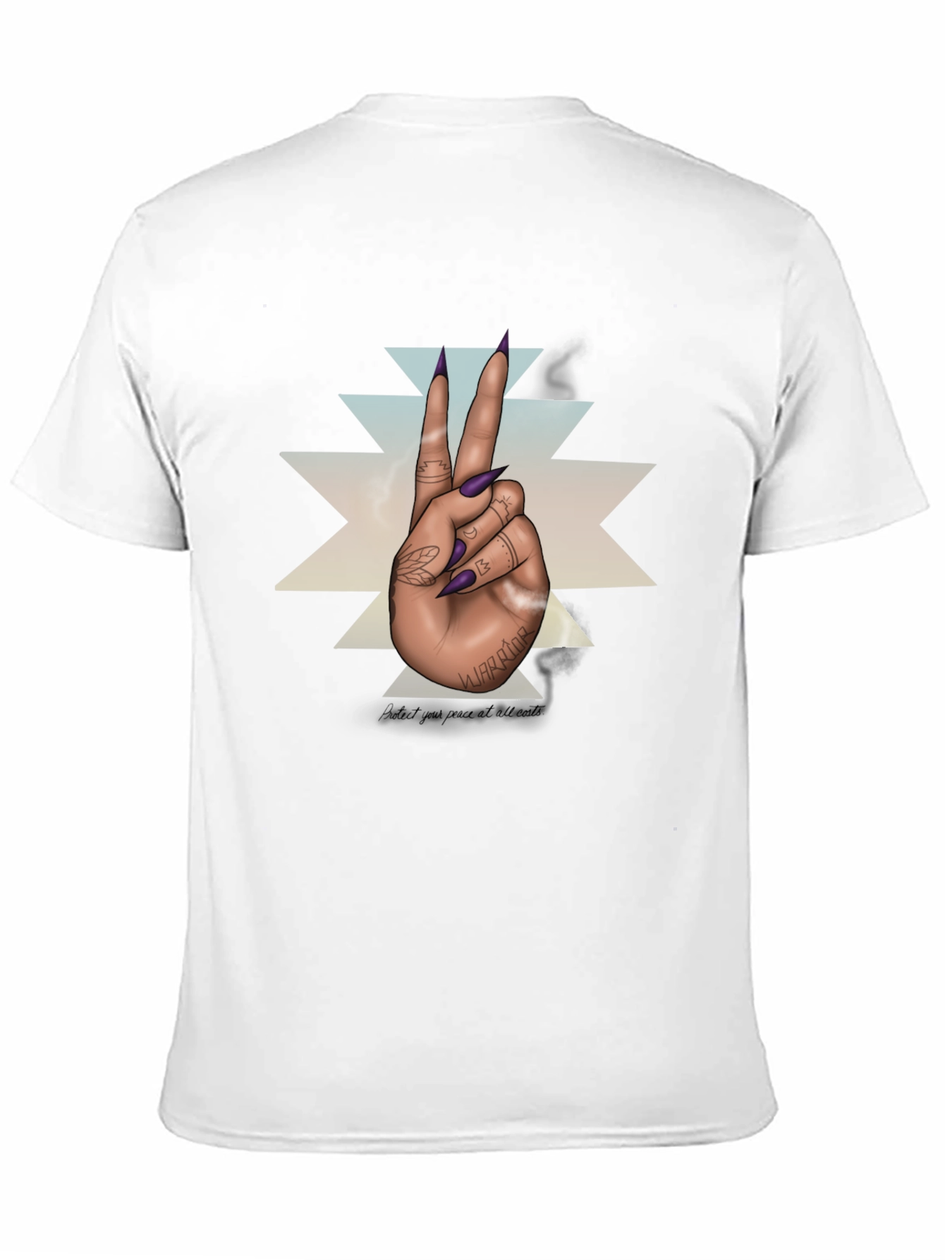 Warrior Hand Peace Sign Graphic Tee - Black