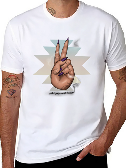 Warrior Hand Peace Sign Graphic Tee - Black