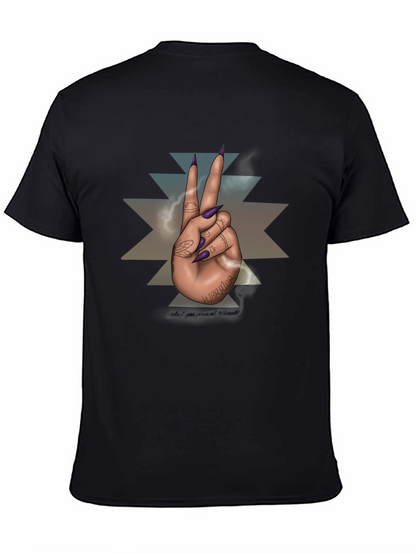 Warrior Hand Peace Sign Graphic Tee - Black