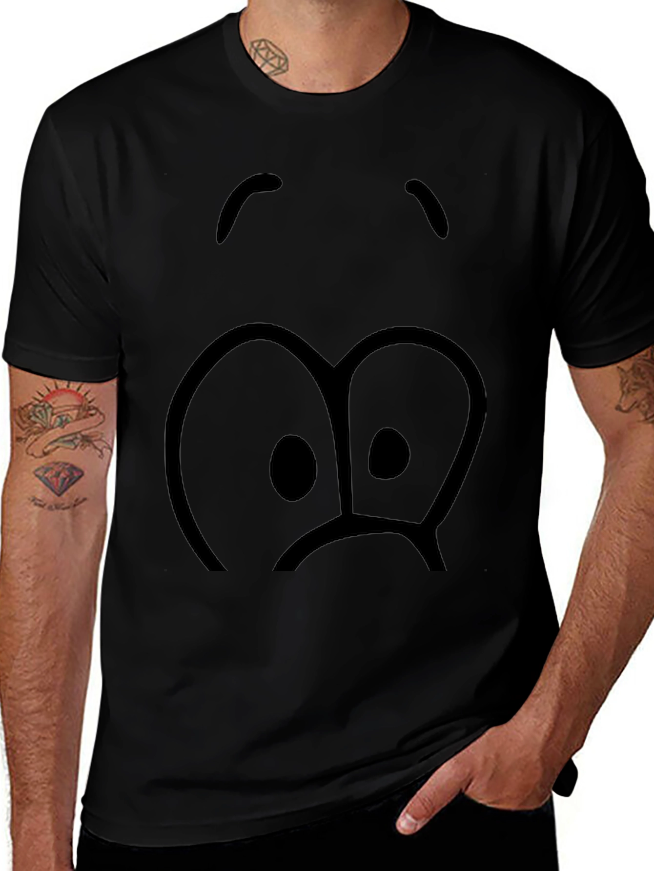 Sad Face Graphic Black T-Shirt
